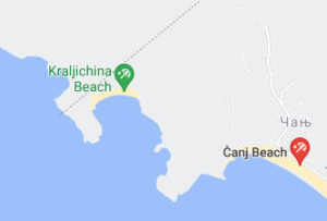 Розташування Пляжу Королеви в Чорногорії на карті