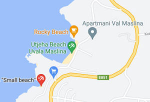 Розташування Пляжу Утєха в Чорногорії на карті