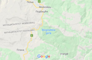 Розташування Національного парку Біоградська Гора на карті