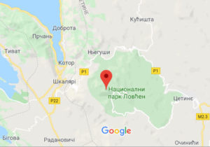 Розташування Національного парку Ловчен на карті