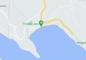 Розташування Пляжу Яз в Будві на карті