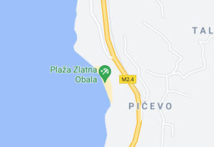 Розташування Золотого пляжу в Чорногорії на карті