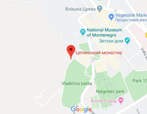 Розташування Цетинського монастира на карті