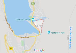 Розташування Старого міста в Которі на карті