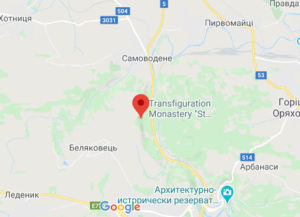Розташування Преображенського монастиря на карті