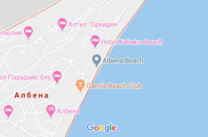 Розташування Пляжу Албени на карті