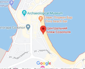 Розташування Центрального пляжу Созополя на карті
