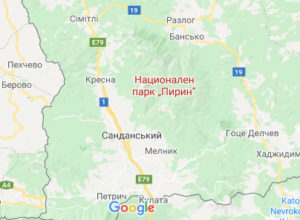 Розташування Національного парку Пирин на карті