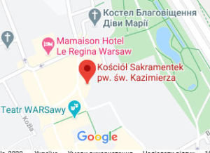 Розташування Костелу святого Казимира на карті