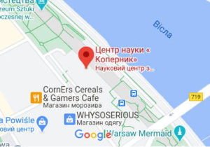 Розташування Центр науки «Коперник» в Варшаві на карті