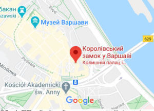 Розташування Королівського палацу Варшави на карті