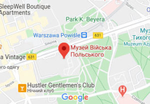 Розташування Музею Війська Польського у Варшаві на карті