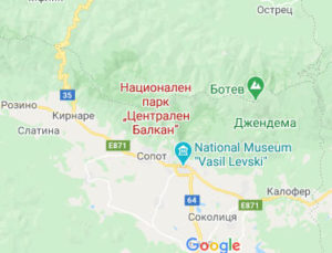 Розташування Національного парку «Центральні Балкани» на карті