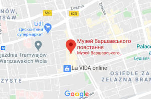 Розташування Музею Варшавського повстання на карті