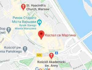 Розташування Костелу святого Мартіна на карті