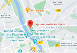 Розташування Варшавського зоопарку на карті
