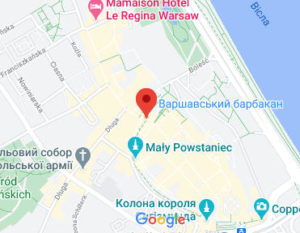 Розташування Варшавського Барбакана на карті