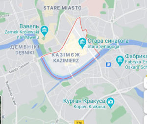Розташування Кварталу Казімєж на карті