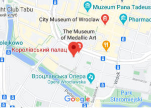 Розташування Королівського палацу у Вроцлаві на карті