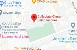 Розташування Церкви Св. Якова в Льєжі на карті