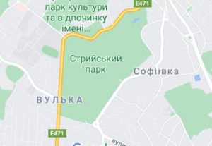 Розташування Стрийського парку на карті