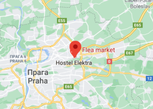 Розташування Блошиного ринку у Празі на карті