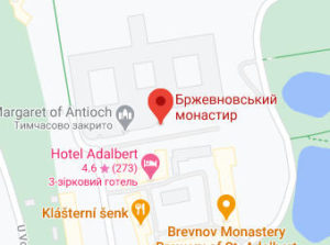 Розташування Бржевновського монастиря на карті
