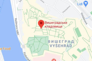 Розташування Вишеградського кладовища на карті