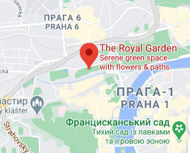 Розташування Королівського саду в Празі на карті