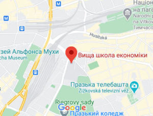 Розташування Вищої школи економіки в Празі на карті