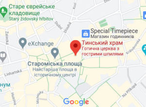 Розташування Тинського храму на карті