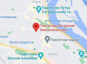 Розташування Пам'ятника Богдану Хмельницькому в Києві на карті