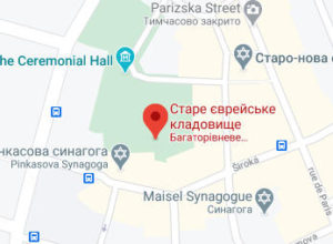 Розташування Старого єврейського кладовища в Празі на карті