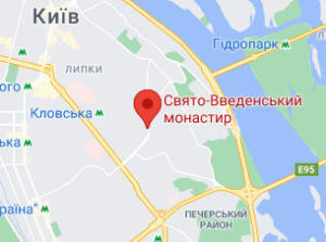 Розташування Свято-Введенського монастиря на карті