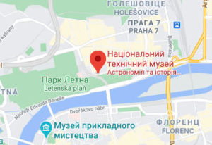 Розташування Національного технічного музею Праги на карті