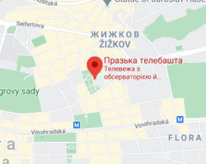 Розташування Телевізійної вежі Праги на карті