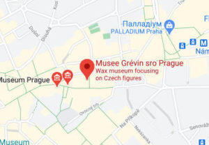 Розташування Музею воскових фігур в Празі на карті