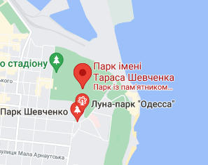 Розташування Парку Шевченка на карті