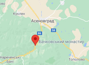 Розташування Бачковського монастиря на карті