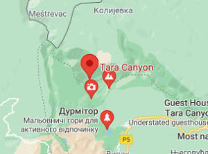 Розташування Каньйону річки Тари на карті