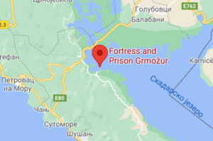 Розташування Руїн фортеці Грможур на карті