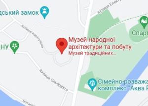 Розташування Музею народної архітектури та побуту на карті
