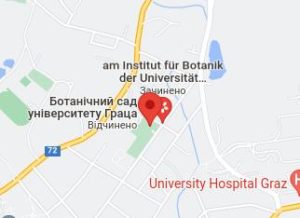 Розташування Ботанічного саду університету Граца на карті
