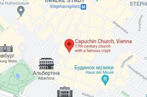 Розташування Капуцинського монастиря на карті