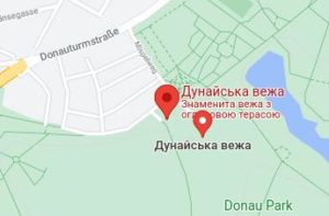 Розташування Дунайської вежі на карті