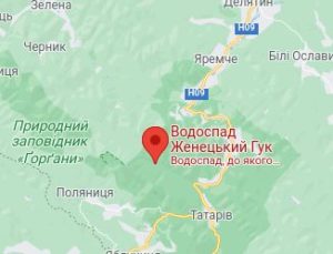 Розташування Водоспаду Женецький Гук на карті