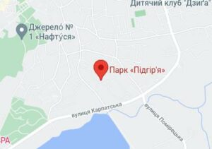 Розташування Парку «Підгір'я» на карті