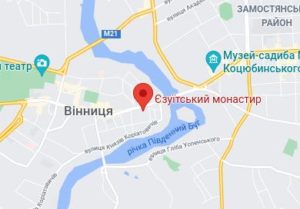 Розташування Єзуїтського костелу на карті