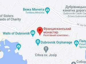 Розташування Францисканського монастиря на карті