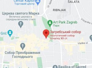 Розташування Загребського собору на карті